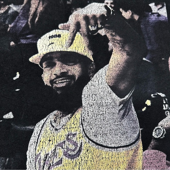 Forest Lab Nipsey Hustle LA Lakers Jersey RIP Graphic T-Shirt Black Men’s 2XL - Picture 4 of 8